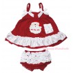 Christmas Hot Red White Swing Top White Bow & Santa Claus matching Panties Bloomers SP36